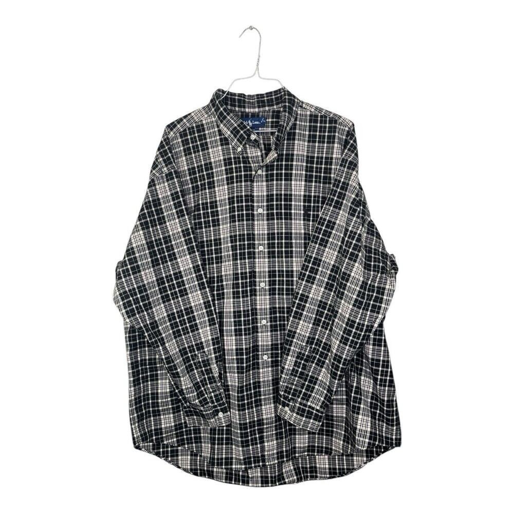 Ralph Lauren Blake Long Sleeve Black White Plaid Heavy Cotton Shirt Men Sz XXLT
